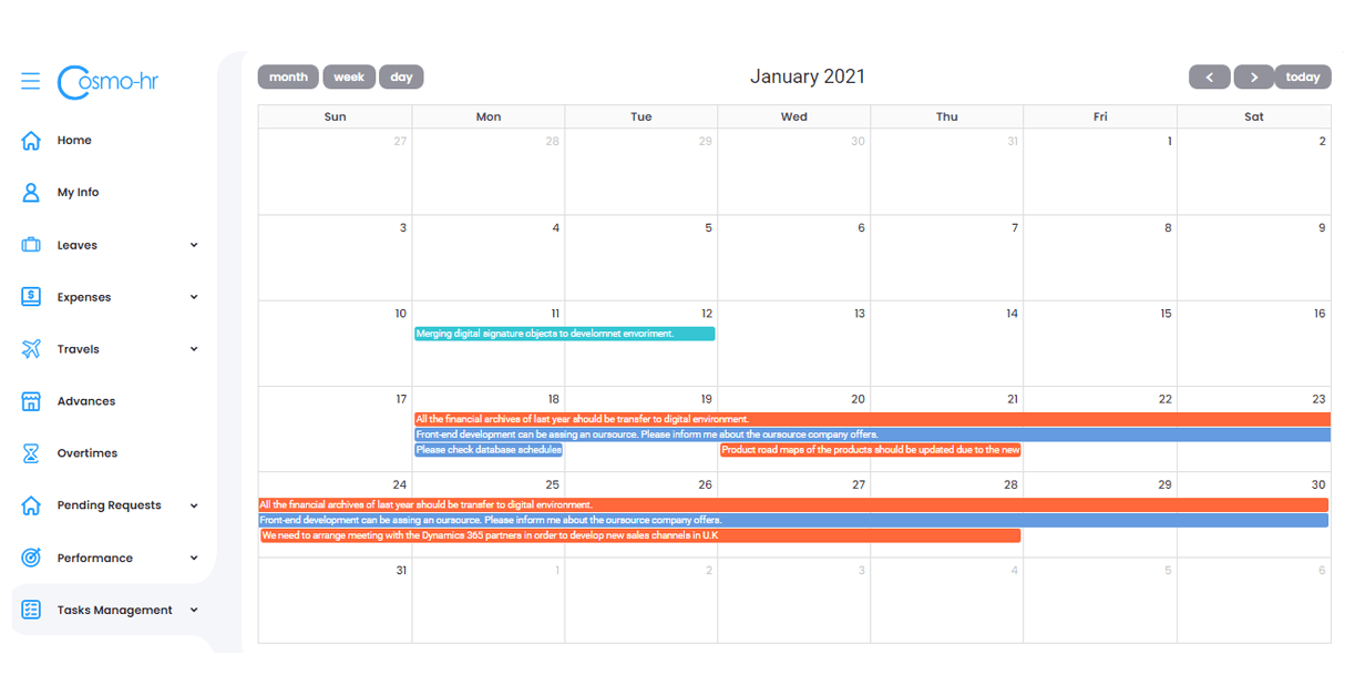 Cosmo-hr Task Time-Management calender