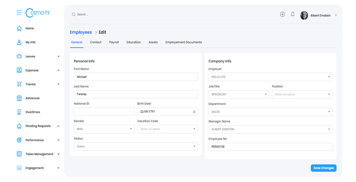 cosmo-hr Self-Service employee
